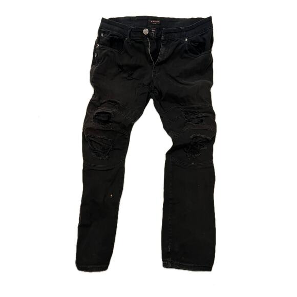 M Society Distressed Black Slim Fit Jeans Mens 36x32 - Picture 1 of 3